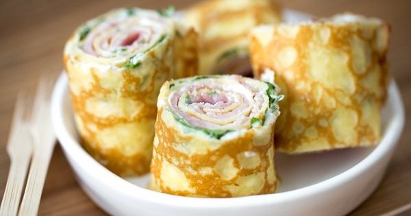 Roulés de crêpes au jambon et fromage frais