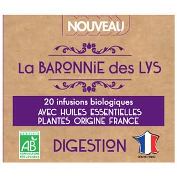 La Baronnie des Lys Infusion Plantes Bio Huile essentielle Digestion 30g