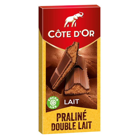 ***PROMO FLASH*** COTE D'OR Tablette de chocolat au lait fourré praliné et double lait 200G.GOLD