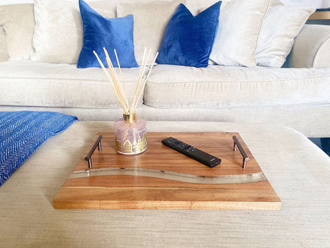 Acacia Wood Tray with Handles 8x46cm