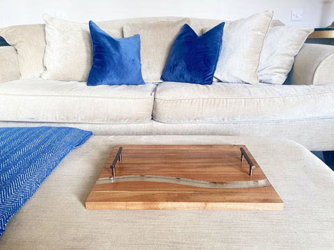 Acacia Wood Tray with Handles 8x46cm