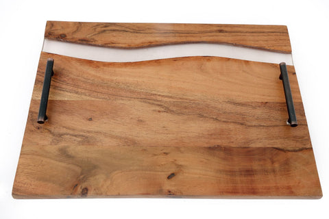 Acacia Wood Tray with Handles 8x46cm