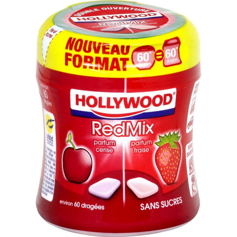 Hollywood Chewing-gum a  la fraise et cerise sans sucres boite 87g freeshipping - Mon Panier Latin