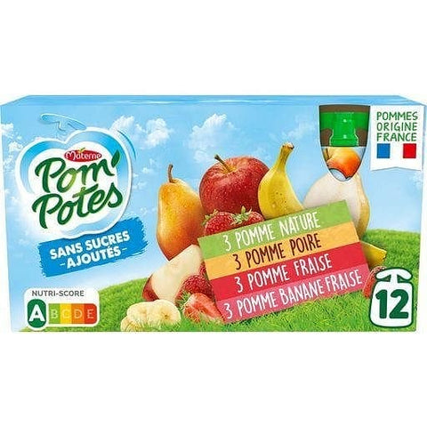 Pom'Potes Gourdes Multivarietes sans sucres ajoutes sans conservateur 12x90g freeshipping - Mon Panier Latin