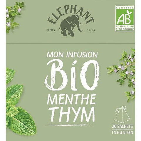 Elephant Infusion bio menthe et thym 20 sachets 30g freeshipping - Mon Panier Latin