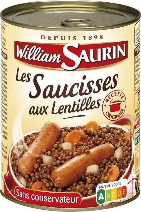 William Saurin Plat cuisine Saucisses aux lentilles 420g freeshipping - Mon Panier Latin