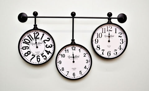 Metal Wall Clocks, Set of 3 Hanging