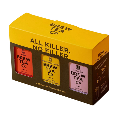 Brew Tea Co All Killer, No Filler, Mini Loose Leaf Tea Tin Trio (270g)