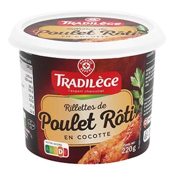 Tradilege Rillettes de poulet roti 220g