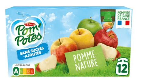 POM'POTES Compotes en gourde pomme nature sans sucres ajoutes