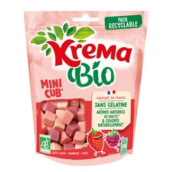 Krema Bonbons Mini Cub Bio Fruits Rouges le paquet de 130g