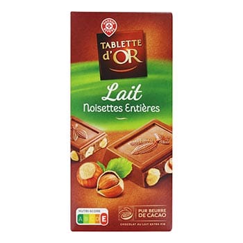 Tablette d'Or Chocolat au lait Noisettes entieres - 200g
