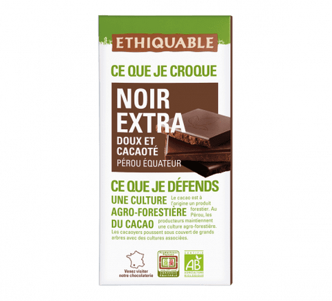 Ethiquable Tablette de chocolat noir extra bio 65% cacao 100g