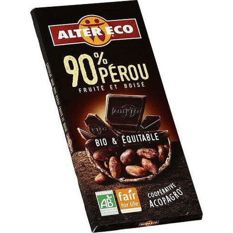 Alter Eco Tablette de chocolat noir bio et equitable du Perou 90% 100g freeshipping - Mon Panier Latin