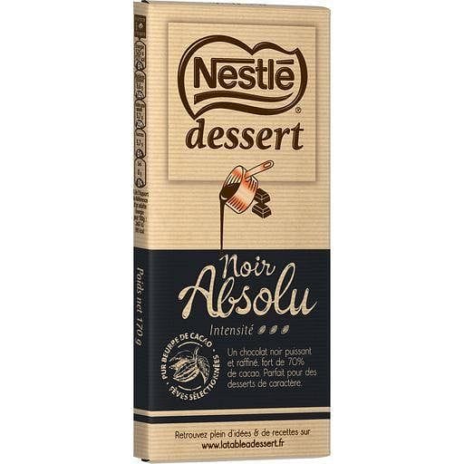 Nestle Dessert Tablette de chocolat noir patissier absolu 170g
