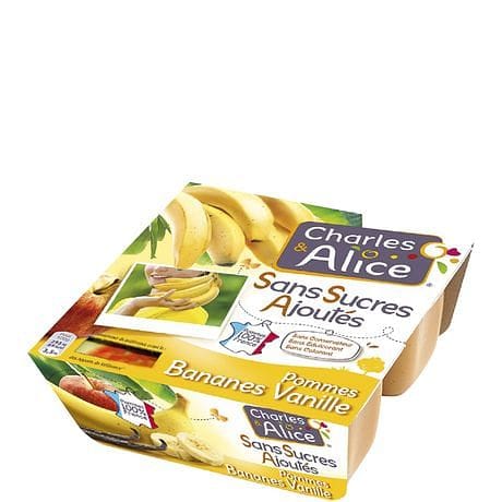 Charles et Alice Specialite pomme banane vanille sans sucres ajoutes 4x100g freeshipping - Mon Panier Latin