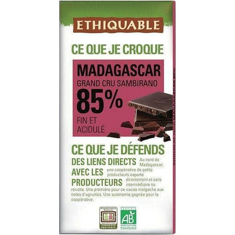 Ethiquable Tablette de chocolat noir bio de Madagascar 85% 100g freeshipping - Mon Panier Latin