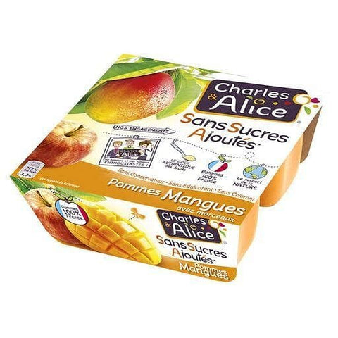 Charles et Alice Specialite pomme mangue sans sucres ajoutes 4x95g freeshipping - Mon Panier Latin