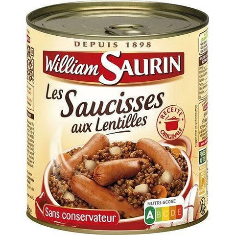 William Saurin Saucisses aux lentilles sans colorant 840g freeshipping - Mon Panier Latin