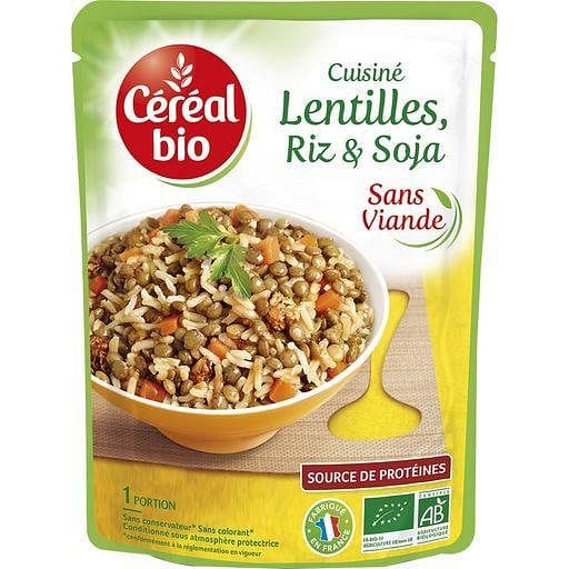 Cereal Bio Lentilles riz et soja cuisines sans viande en poche 250g