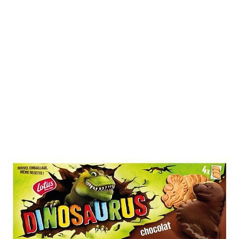 Lotus Dinosaurus Biscuits nappes de chocolat noir, sachets fraicheur 4x3 biscuits 225g freeshipping - Mon Panier Latin