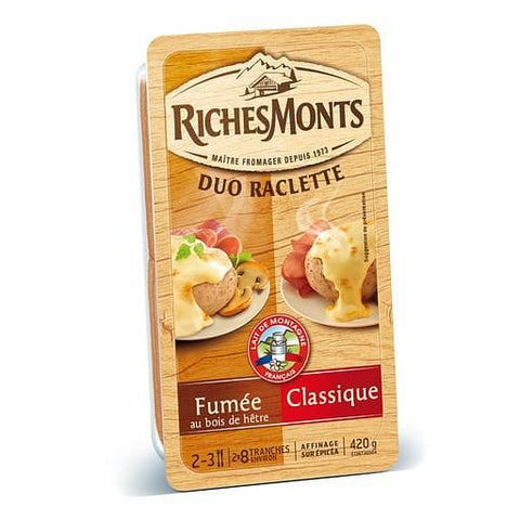 RichesMonts Fromage a  raclette nature et fume 2x8 tranches 420g freeshipping - Mon Panier Latin