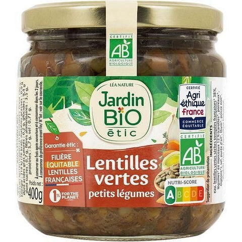 Jardin Bio Lentilles cuisinees aux petits legumes en bocal 400g freeshipping - Mon Panier Latin