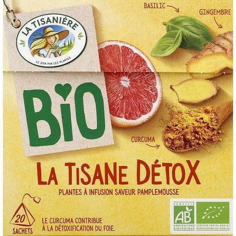 La Tisaniere Infusion bio detox curcuma basilic et gingembre 20 sachets 30g freeshipping - Mon Panier Latin